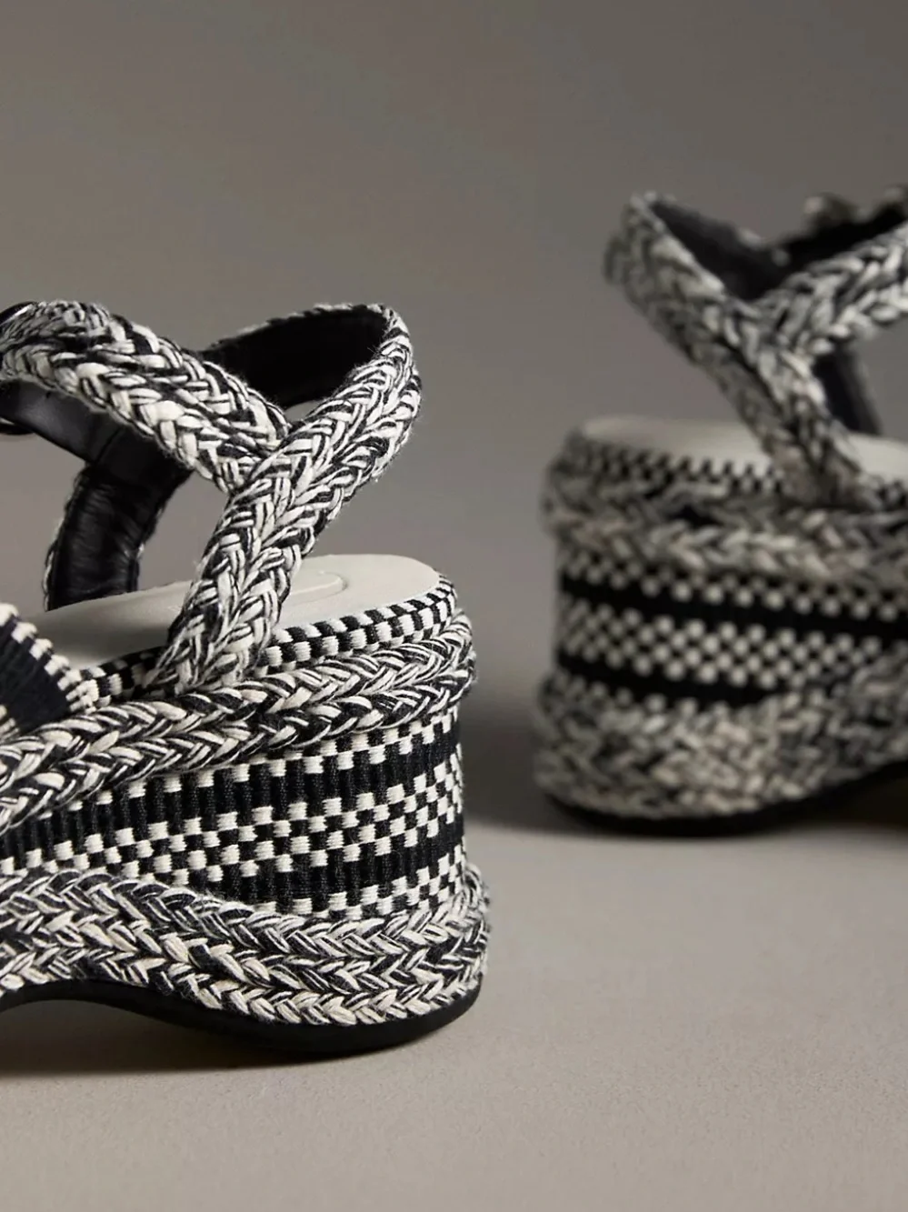 Anthropologie Amambaih Carmen Black & White Woven Platform Sandal